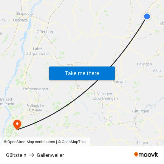 Gültstein to Gallenweiler map