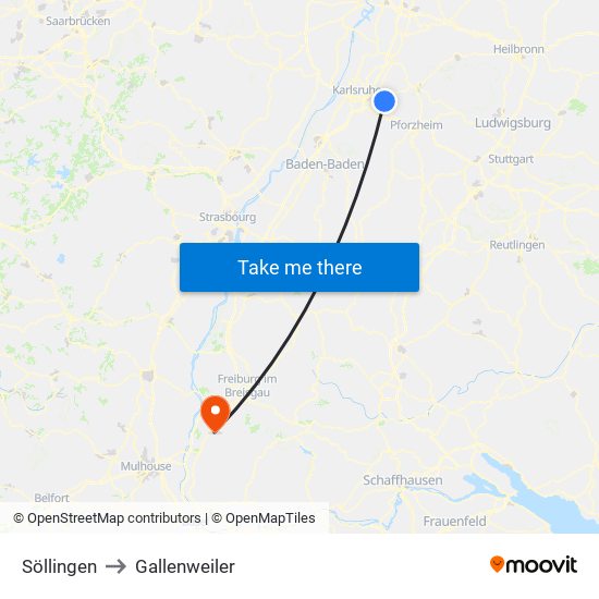 Söllingen to Gallenweiler map