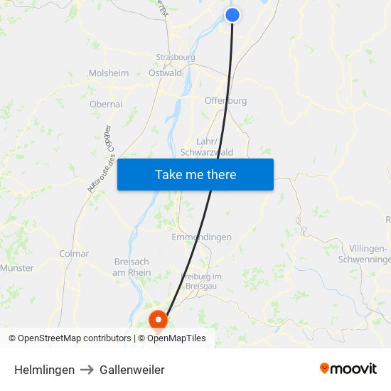 Helmlingen to Gallenweiler map