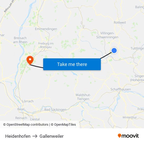 Heidenhofen to Gallenweiler map