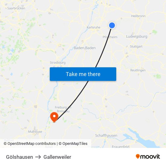 Gölshausen to Gallenweiler map