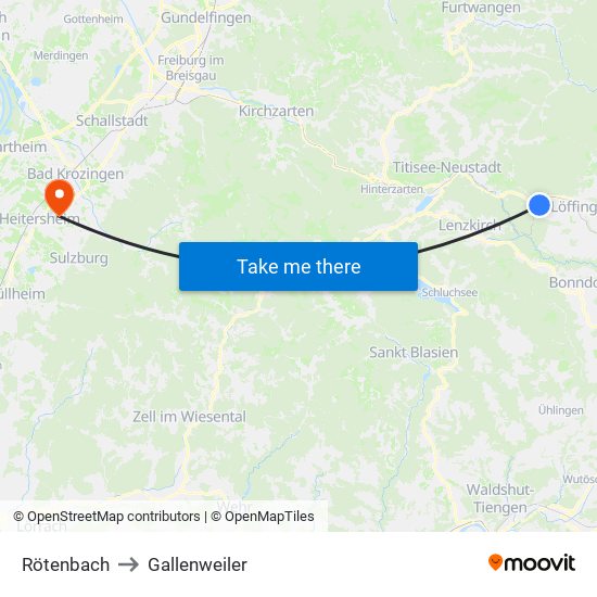 Rötenbach to Gallenweiler map