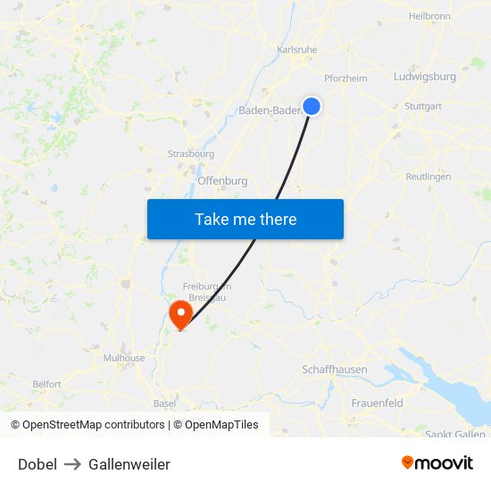 Dobel to Gallenweiler map