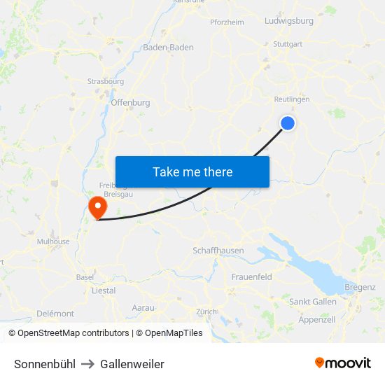 Sonnenbühl to Gallenweiler map