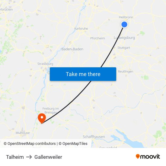 Talheim to Gallenweiler map
