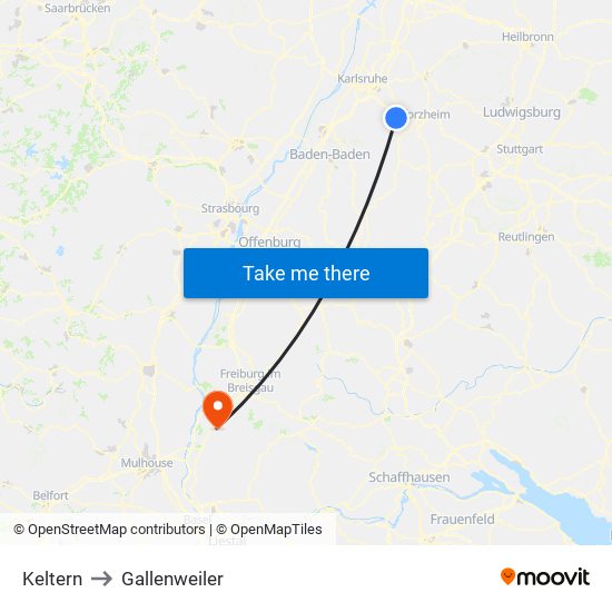 Keltern to Gallenweiler map