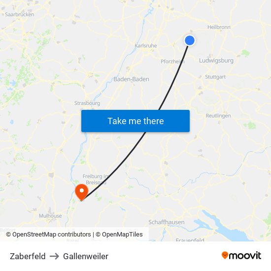 Zaberfeld to Gallenweiler map