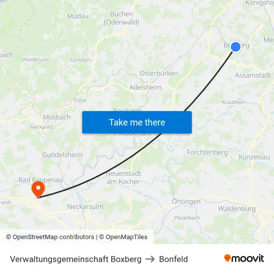 Verwaltungsgemeinschaft Boxberg to Bonfeld map