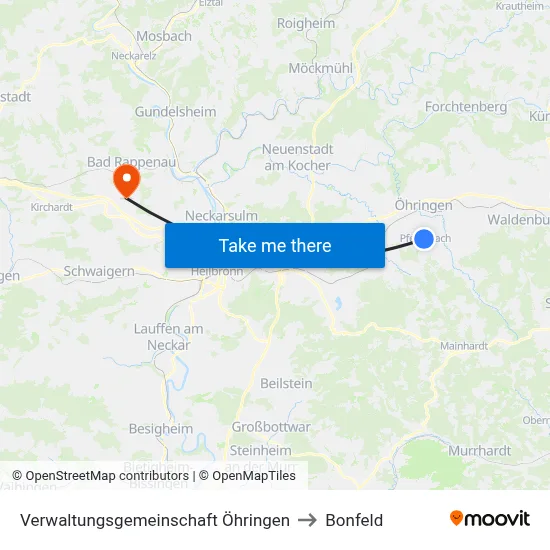 Verwaltungsgemeinschaft Öhringen to Bonfeld map