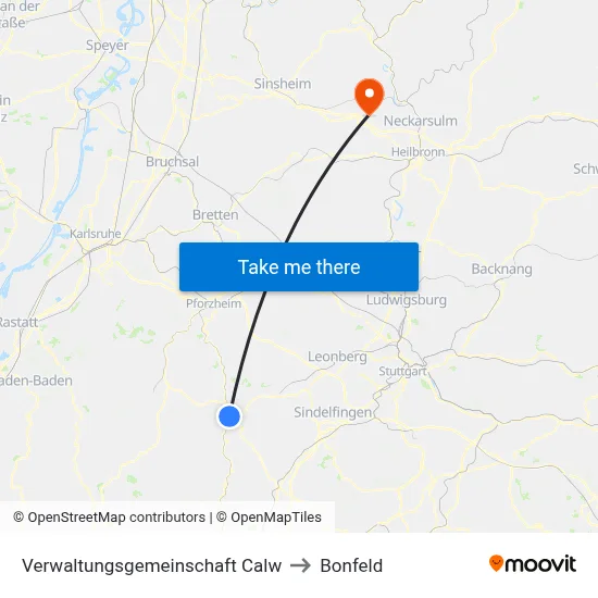 Verwaltungsgemeinschaft Calw to Bonfeld map