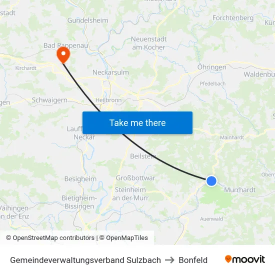 Gemeindeverwaltungsverband Sulzbach to Bonfeld map