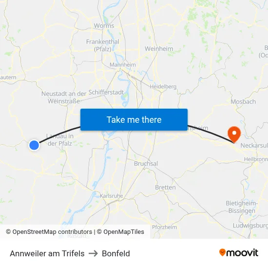 Annweiler am Trifels to Bonfeld map