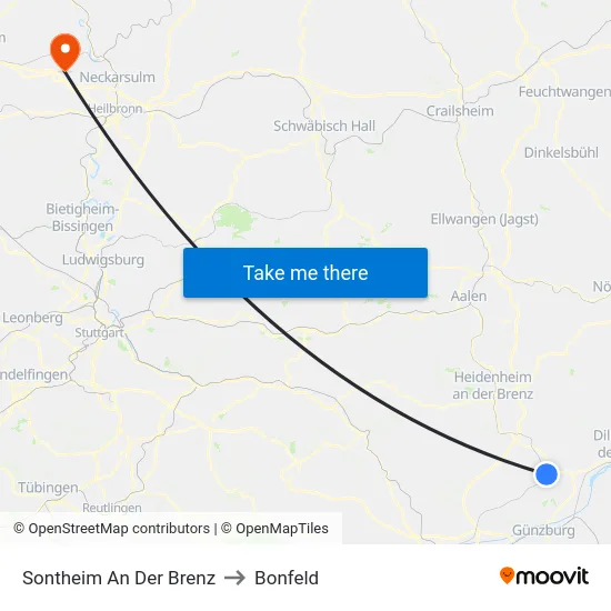 Sontheim An Der Brenz to Bonfeld map