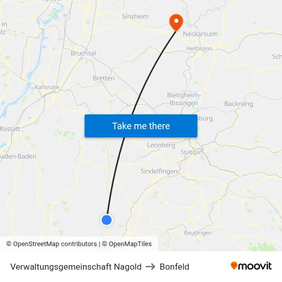 Verwaltungsgemeinschaft Nagold to Bonfeld map