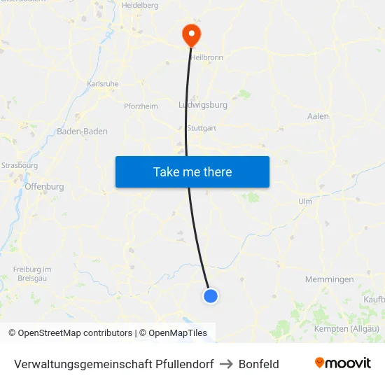 Verwaltungsgemeinschaft Pfullendorf to Bonfeld map