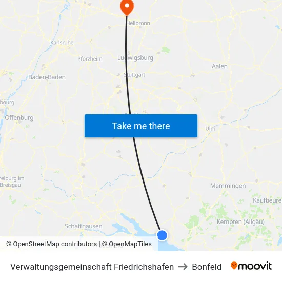 Verwaltungsgemeinschaft Friedrichshafen to Bonfeld map