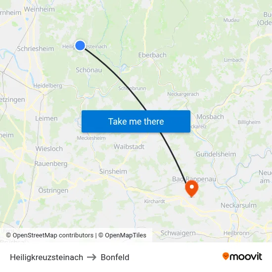 Heiligkreuzsteinach to Bonfeld map