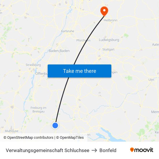 Verwaltungsgemeinschaft Schluchsee to Bonfeld map