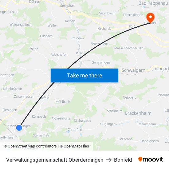 Verwaltungsgemeinschaft Oberderdingen to Bonfeld map