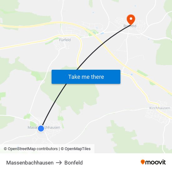 Massenbachhausen to Bonfeld map