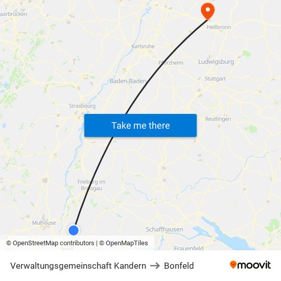 Verwaltungsgemeinschaft Kandern to Bonfeld map