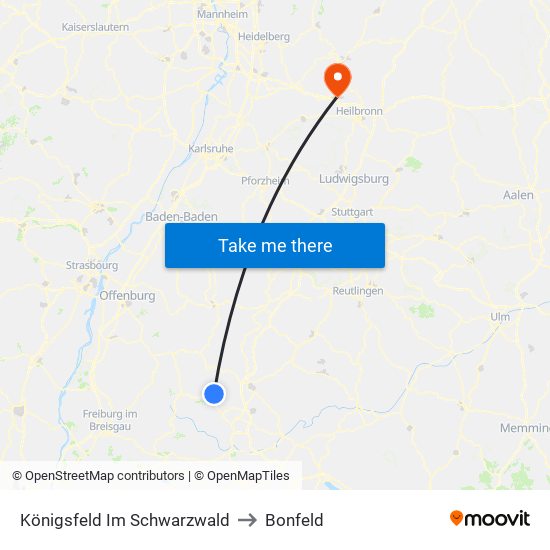 Königsfeld Im Schwarzwald to Bonfeld map