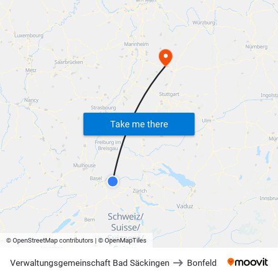 Verwaltungsgemeinschaft Bad Säckingen to Bonfeld map