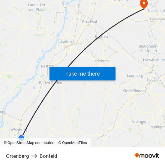 Ortenberg to Bonfeld map