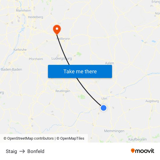 Staig to Bonfeld map