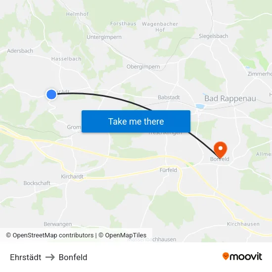Ehrstädt to Bonfeld map