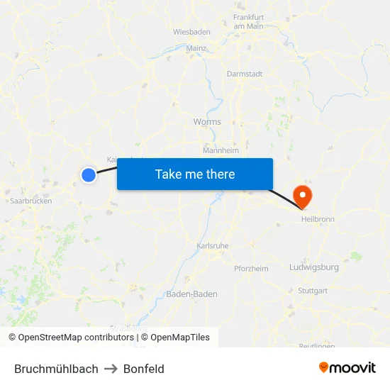 Bruchmühlbach to Bonfeld map