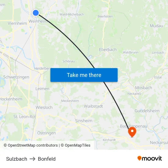 Sulzbach to Bonfeld map