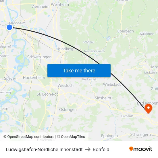 Ludwigshafen-Nördliche Innenstadt to Bonfeld map