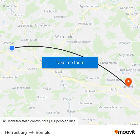Horrenberg to Bonfeld map