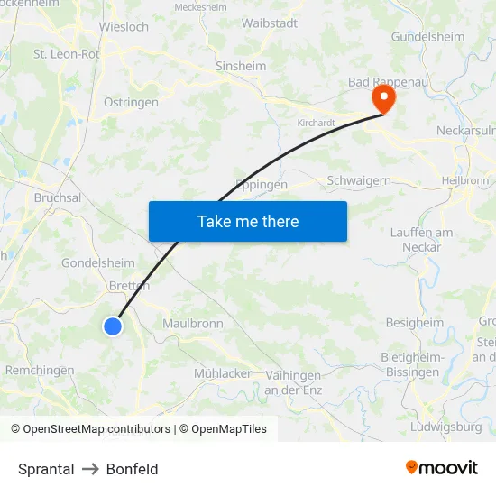Sprantal to Bonfeld map