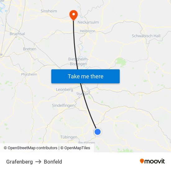 Grafenberg to Bonfeld map