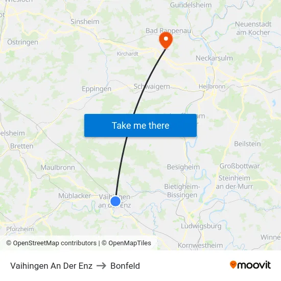 Vaihingen An Der Enz to Bonfeld map