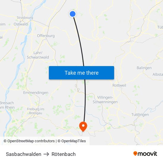 Sasbachwalden to Rötenbach map