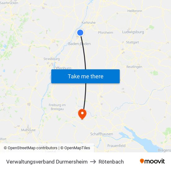 Verwaltungsverband Durmersheim to Rötenbach map