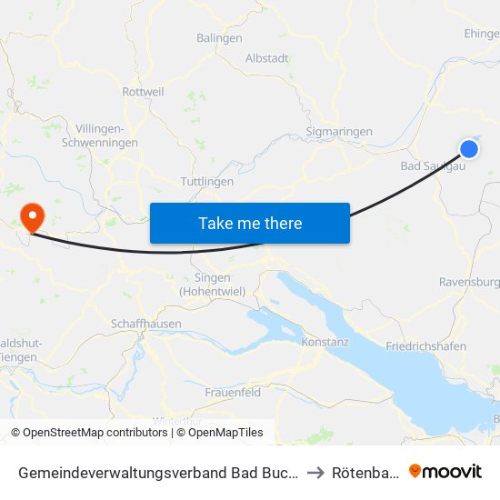 Gemeindeverwaltungsverband Bad Buchau to Rötenbach map