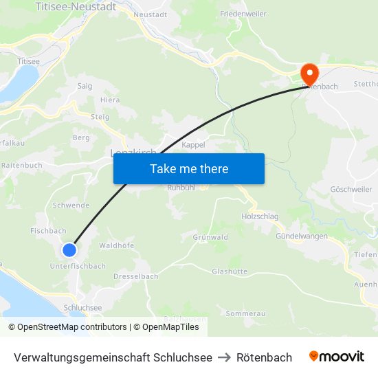 Verwaltungsgemeinschaft Schluchsee to Rötenbach map