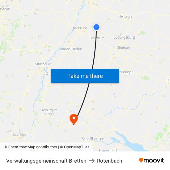 Verwaltungsgemeinschaft Bretten to Rötenbach map