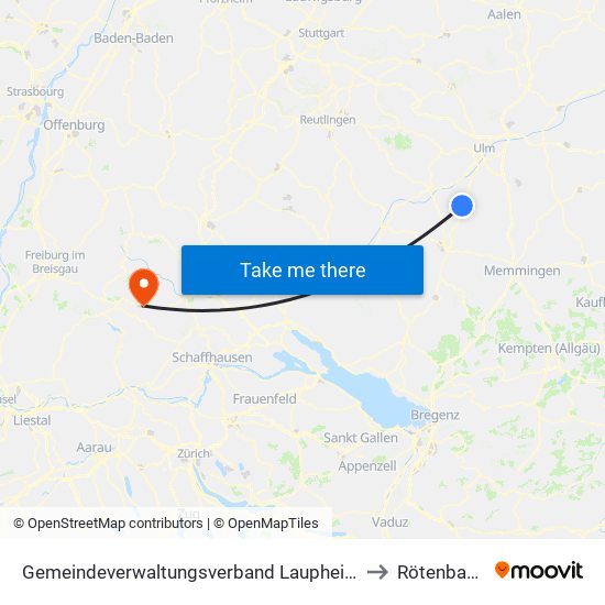 Gemeindeverwaltungsverband Laupheim to Rötenbach map