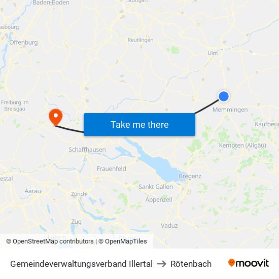 Gemeindeverwaltungsverband Illertal to Rötenbach map