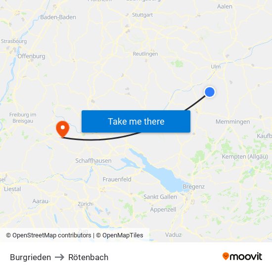 Burgrieden to Rötenbach map