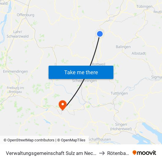 Verwaltungsgemeinschaft Sulz am Neckar to Rötenbach map