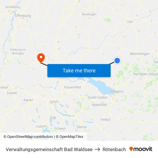 Verwaltungsgemeinschaft Bad Waldsee to Rötenbach map
