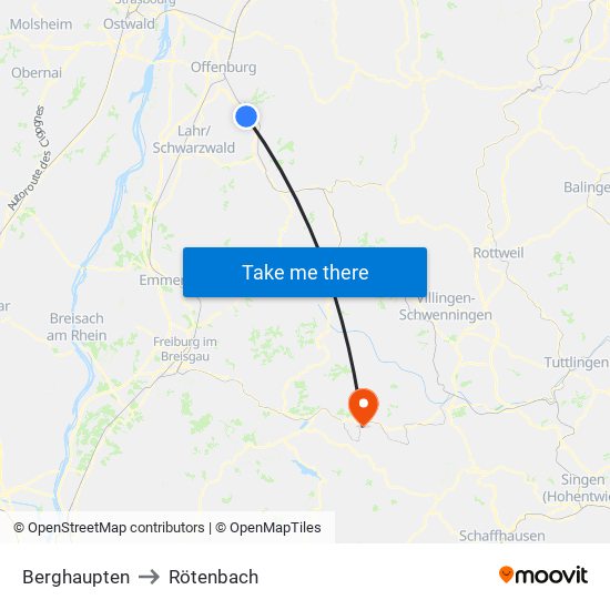 Berghaupten to Rötenbach map