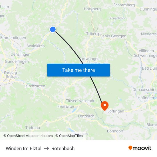 Winden Im Elztal to Rötenbach map