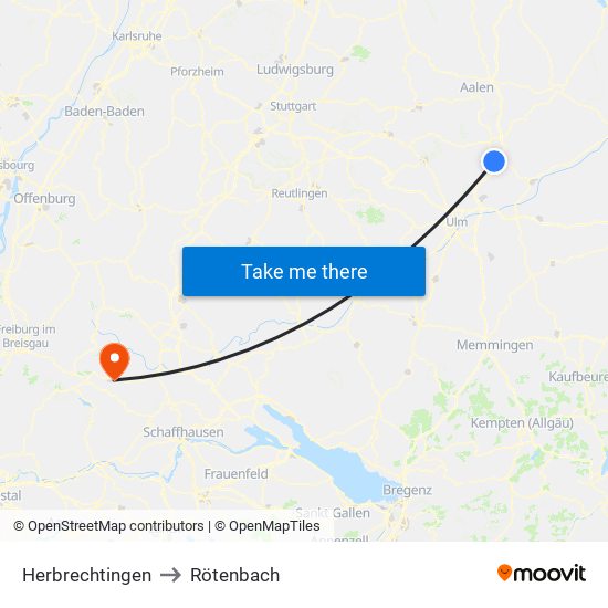 Herbrechtingen to Rötenbach map